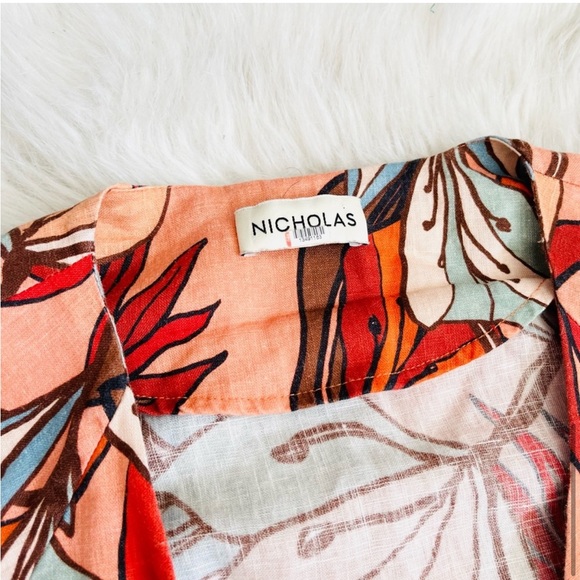 Nicholas Asilah Tie-Front Cutout Linen Midi Dress - Size US 4 - Picture 8 of 10